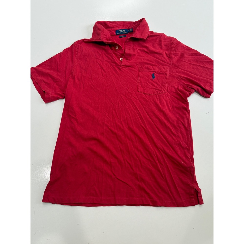 Polo Ralph Lauren Mens Classic Fit Red Short Sleeve Pocket Polo Shirt Size M